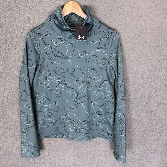 Under Armour Sweater Women's XS‎ Green Camo Tech Mock Neck Long Sleeve Top NWT - Picture 1 of 7
